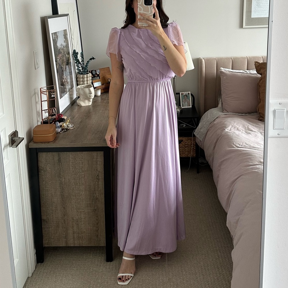 Vintage 1970s lavender bridesmaid dress